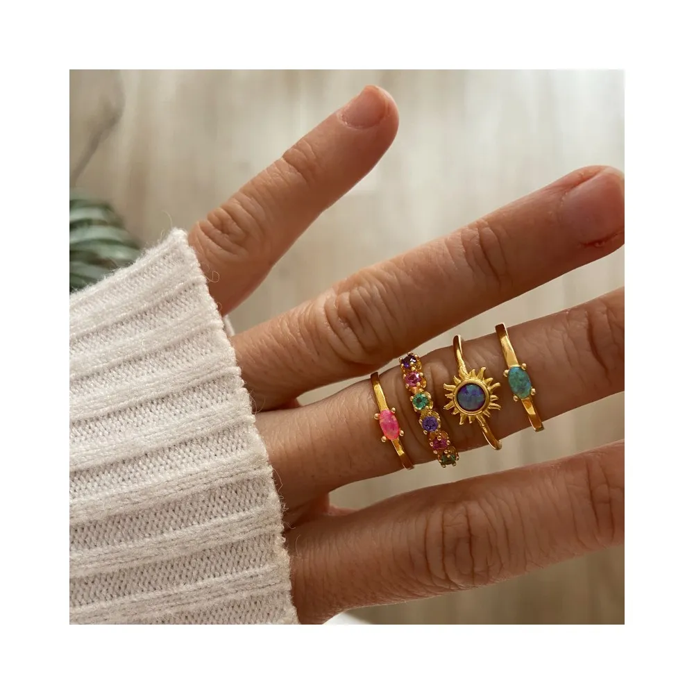 Anillo Louvre Multicolor Oro