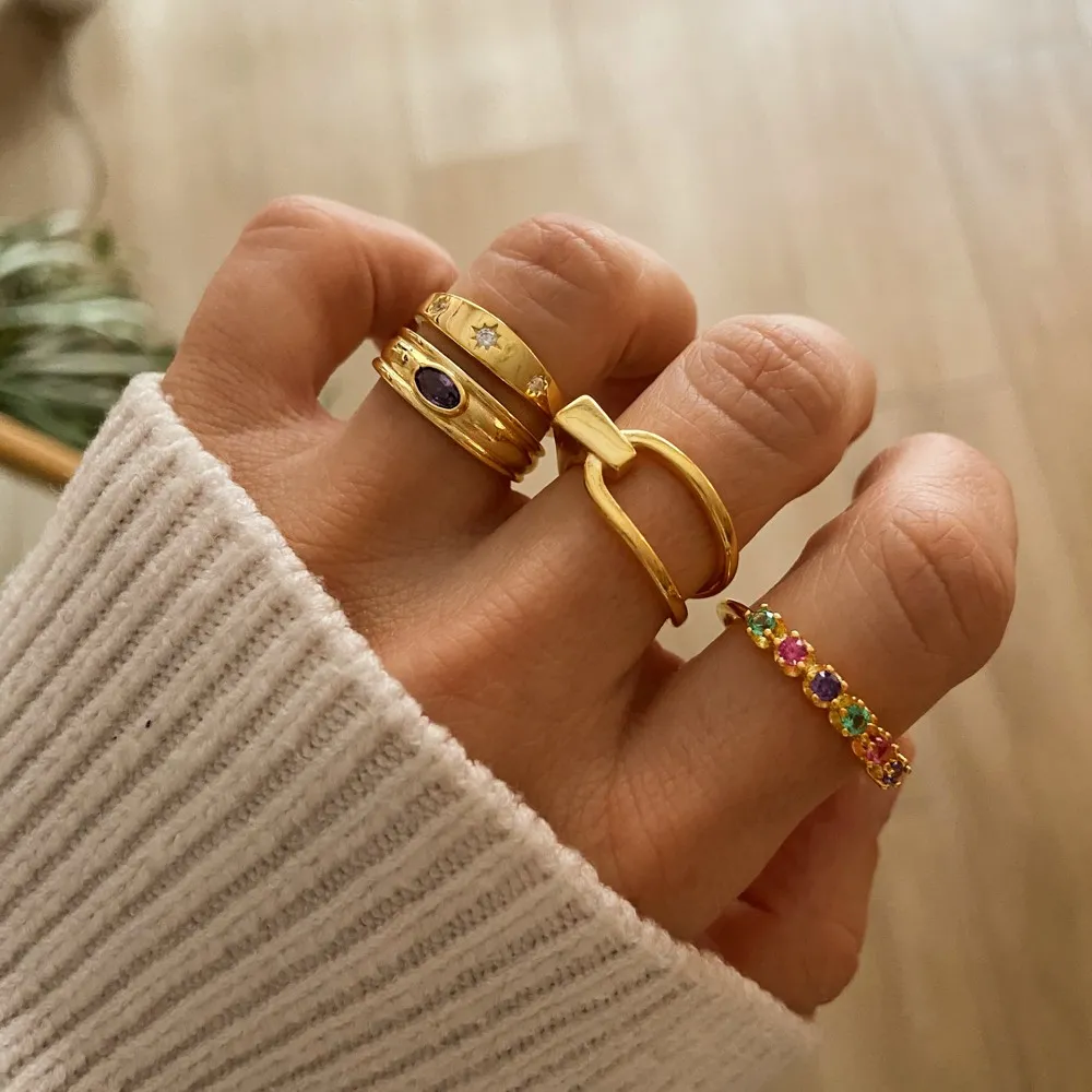 Anillo Louvre Multicolor Oro