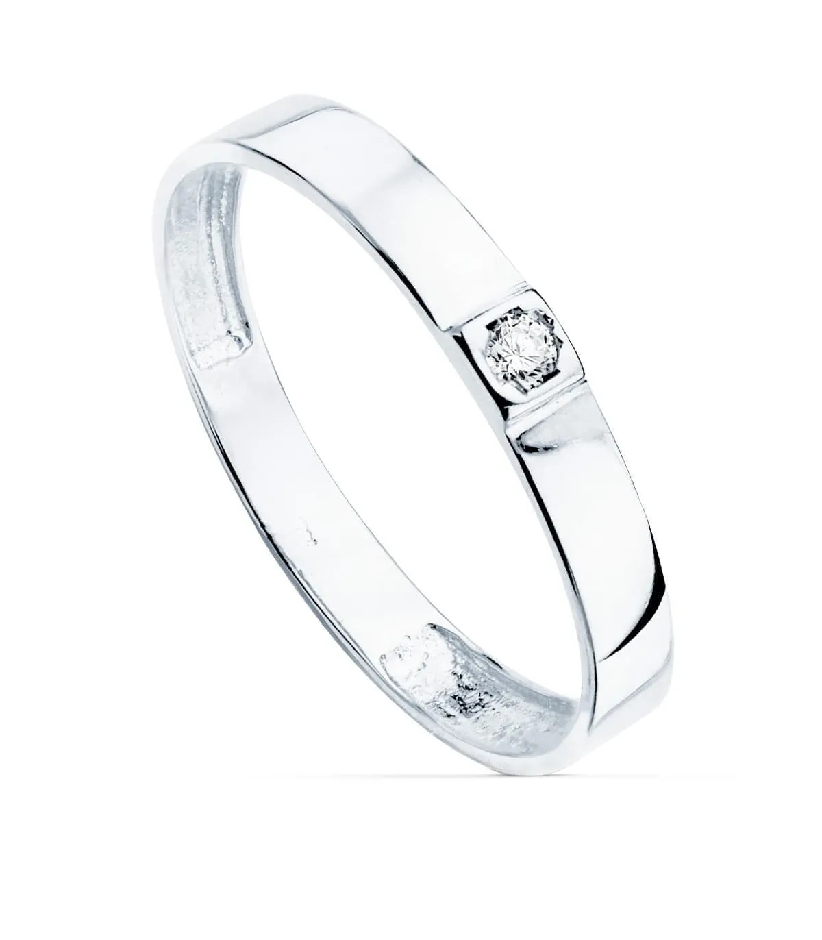 Anillo Mujer oro blanco 18K Flat Stone