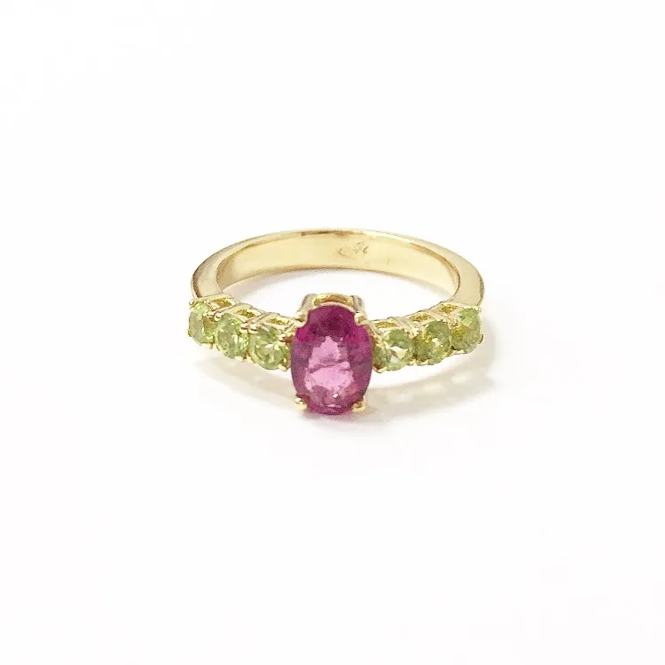 *Anillo Oro 18kts con Turmalina y Peridotos