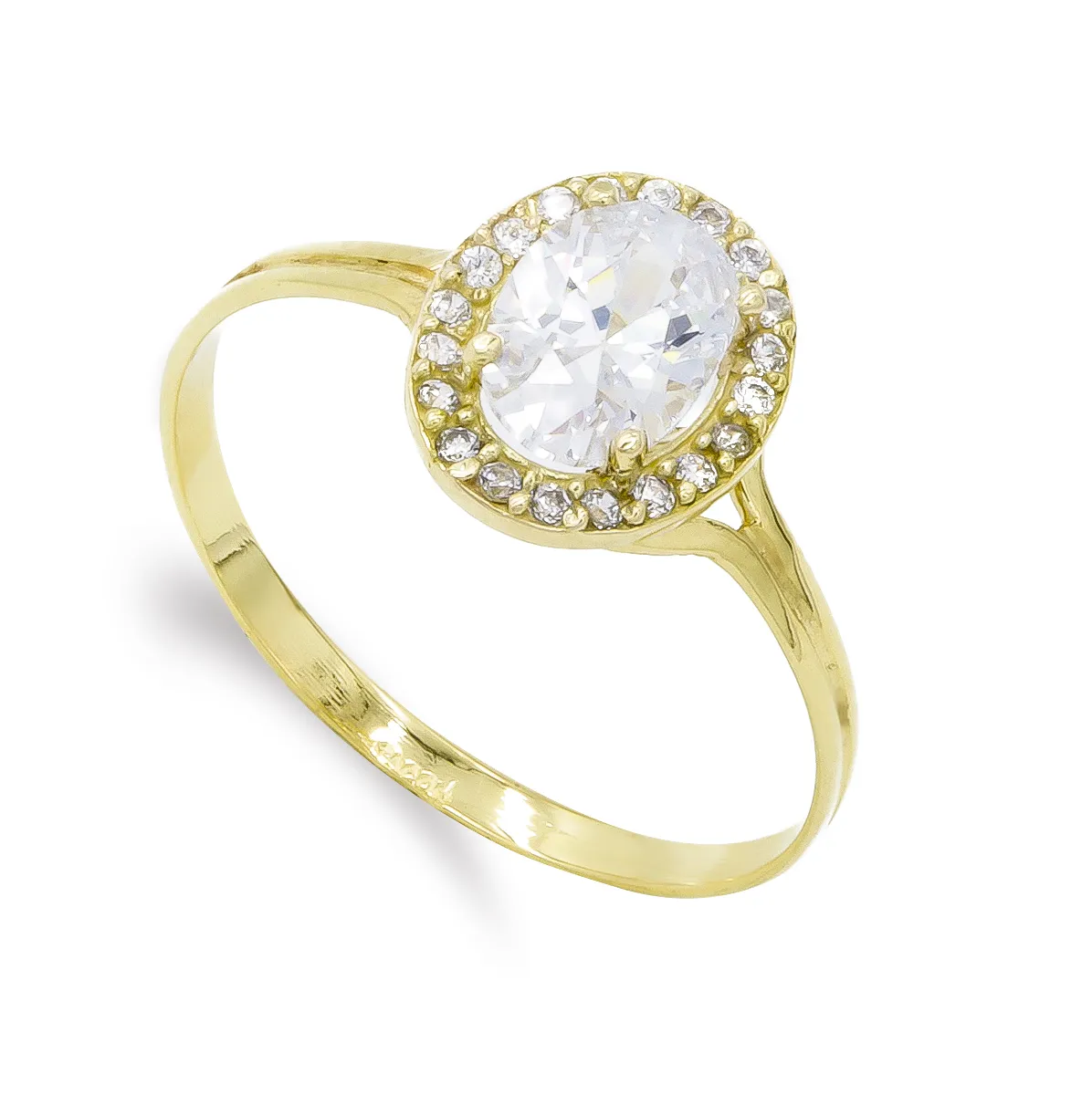 Anillo Oro Circonita 10 x 8 mm.