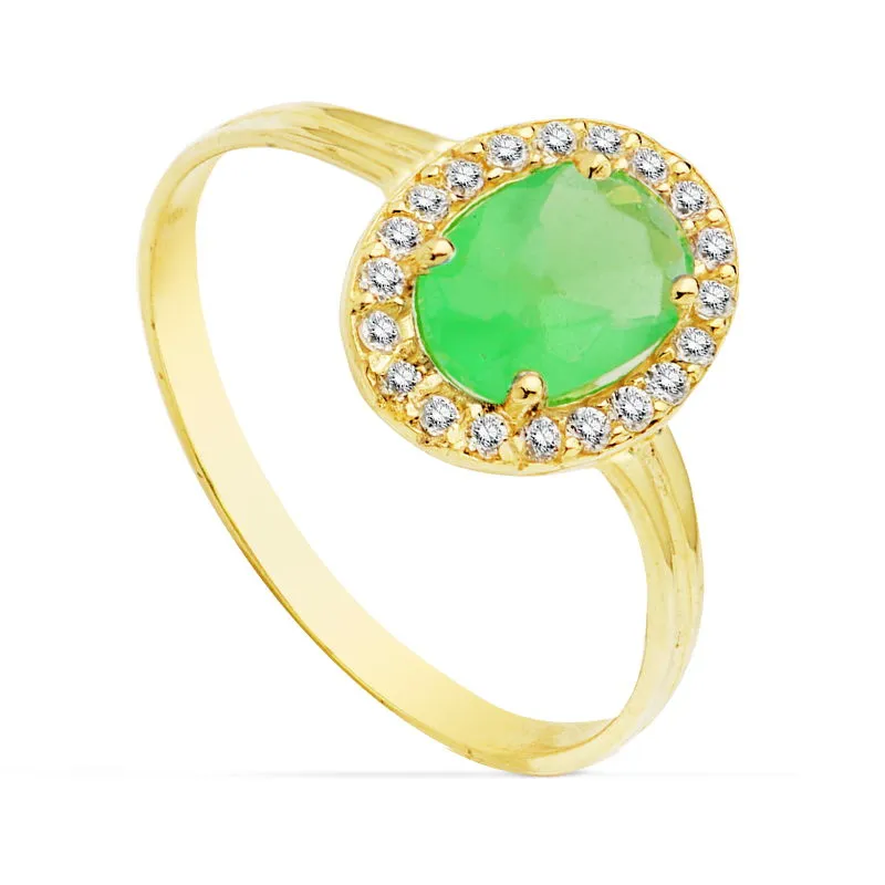 Anillo Oro Piedra Color 10 x 8 mm.