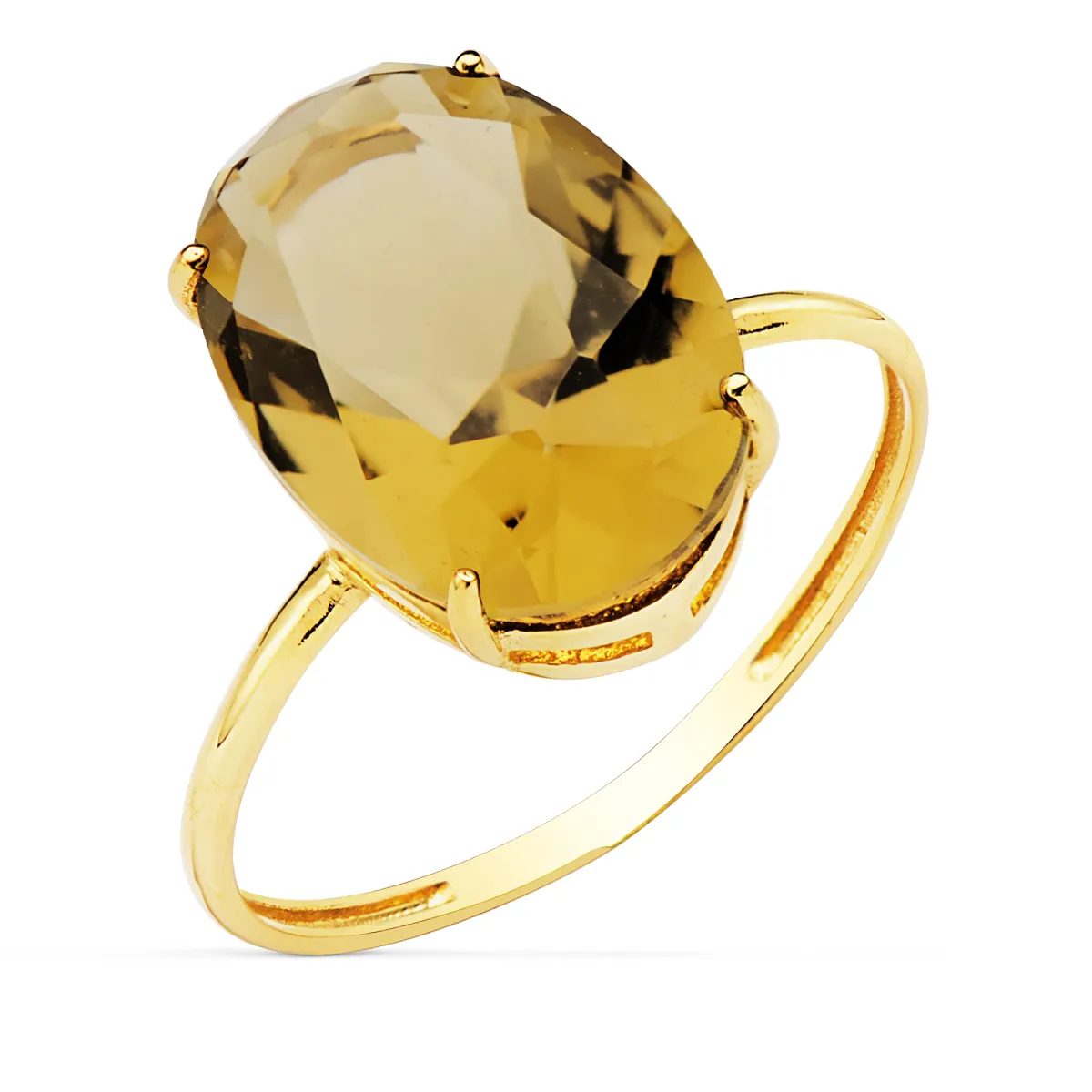 Anillo Oro Piedra Color 14 x 10 mm.