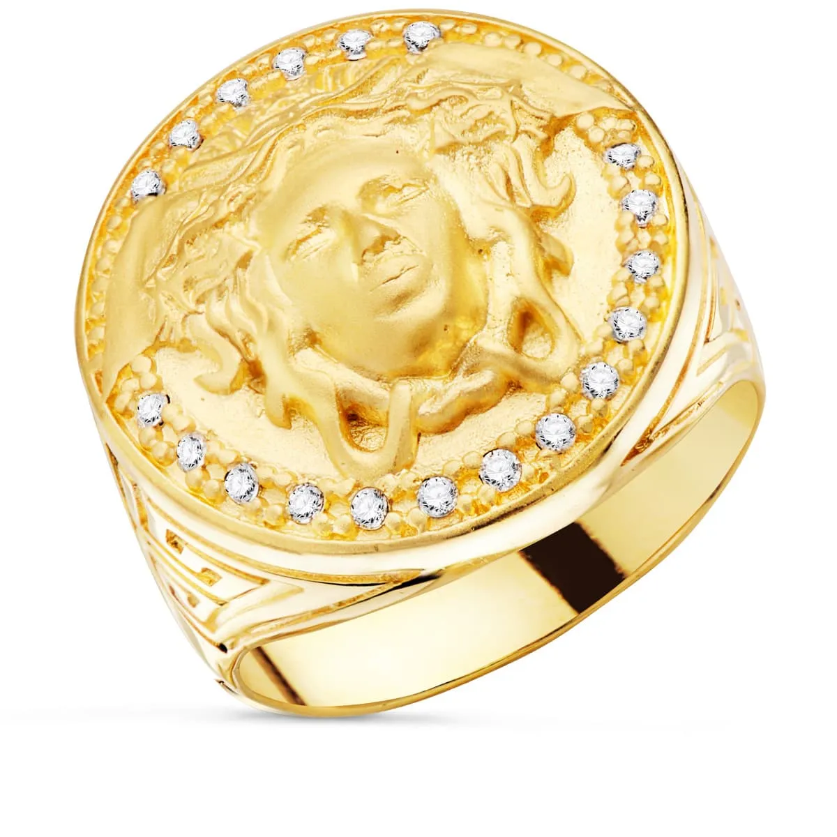 Anillo Oro Sello Medalla Medusa Greca