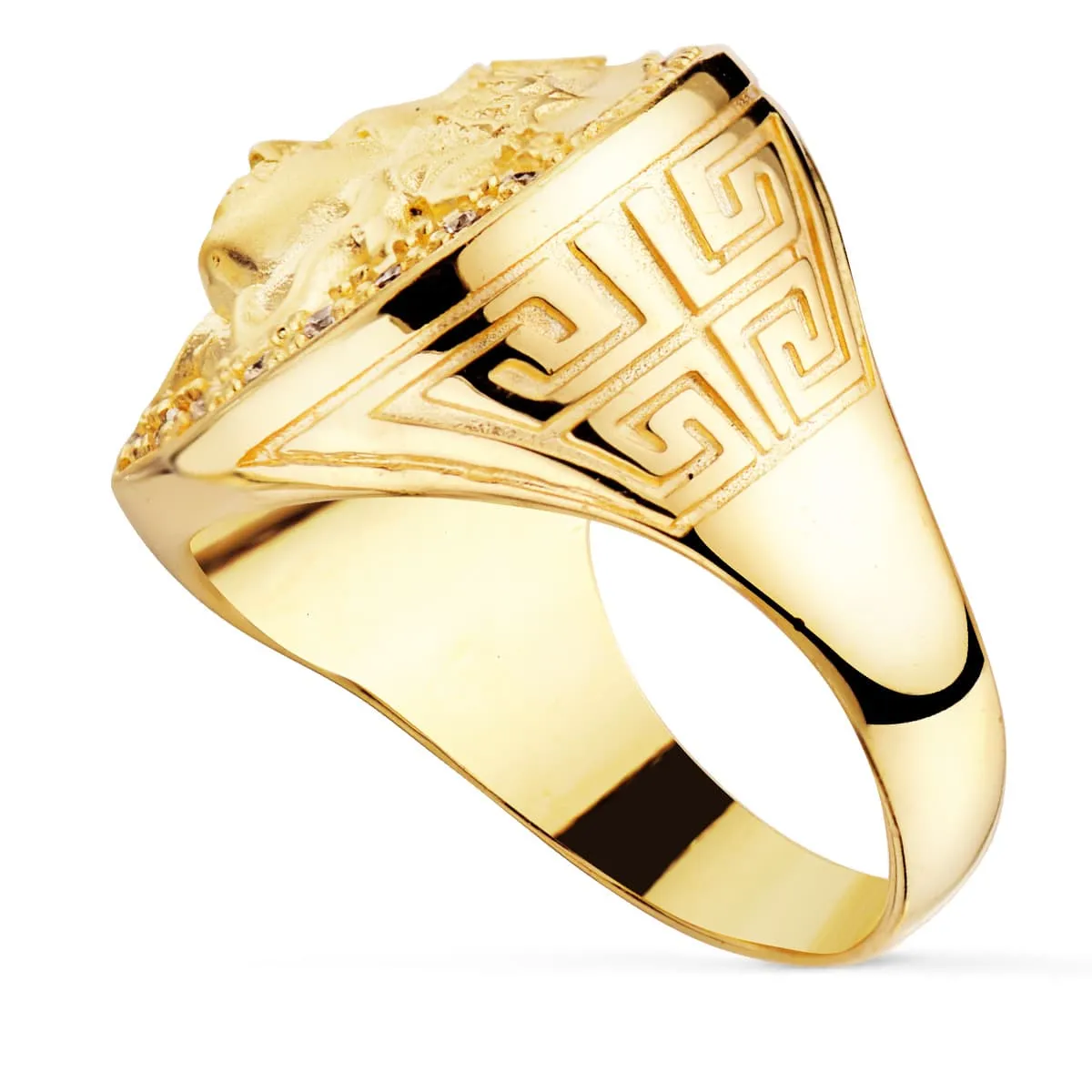 Anillo Oro Sello Medalla Medusa Greca
