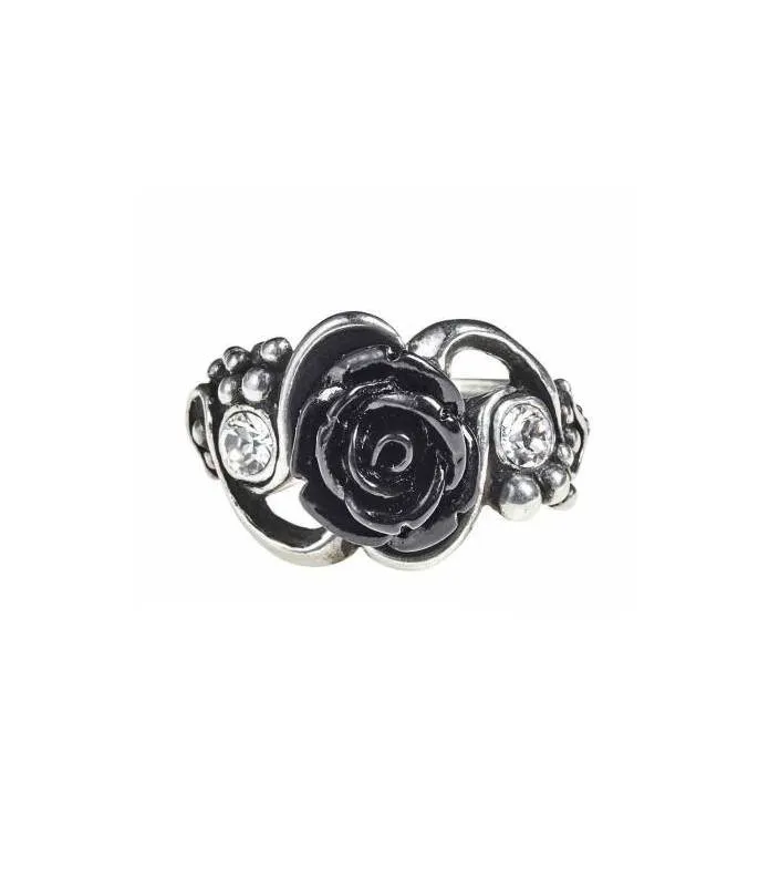 Anillo Rosa negra y cristal Bacchanal rose Alchemy R223