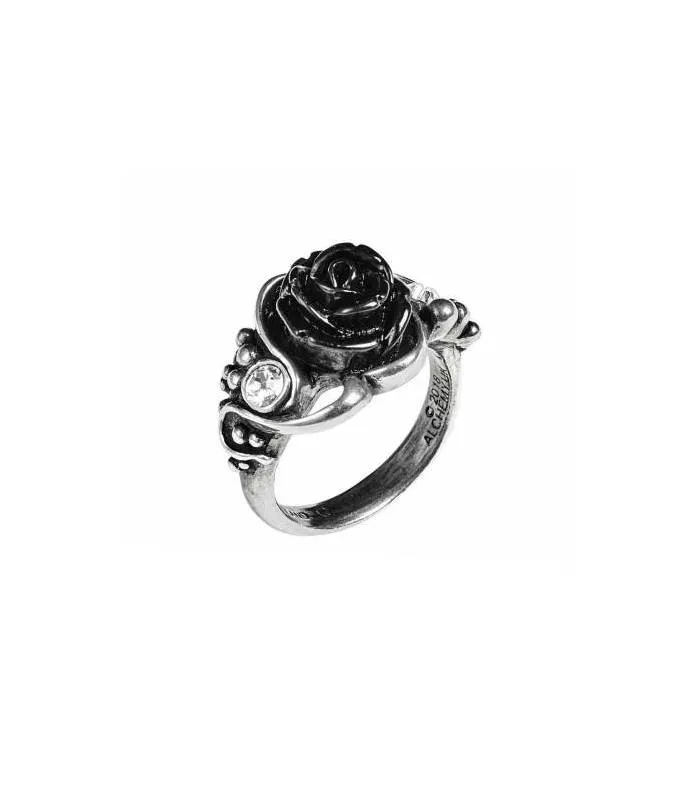 Anillo Rosa negra y cristal Bacchanal rose Alchemy R223
