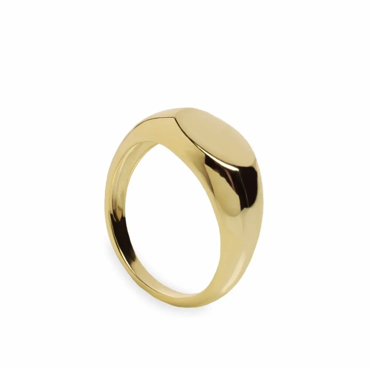 Anillo sello de plata lisa baada en oro