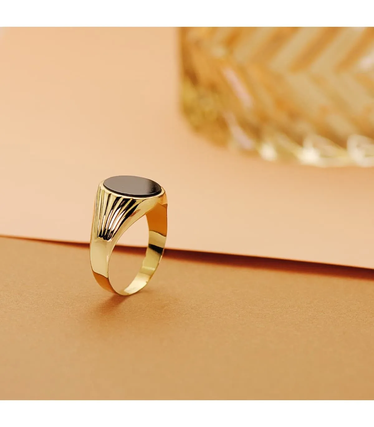 Anillo Sello Piero Oro Amarillo 18K Piedra Oval Ónix
