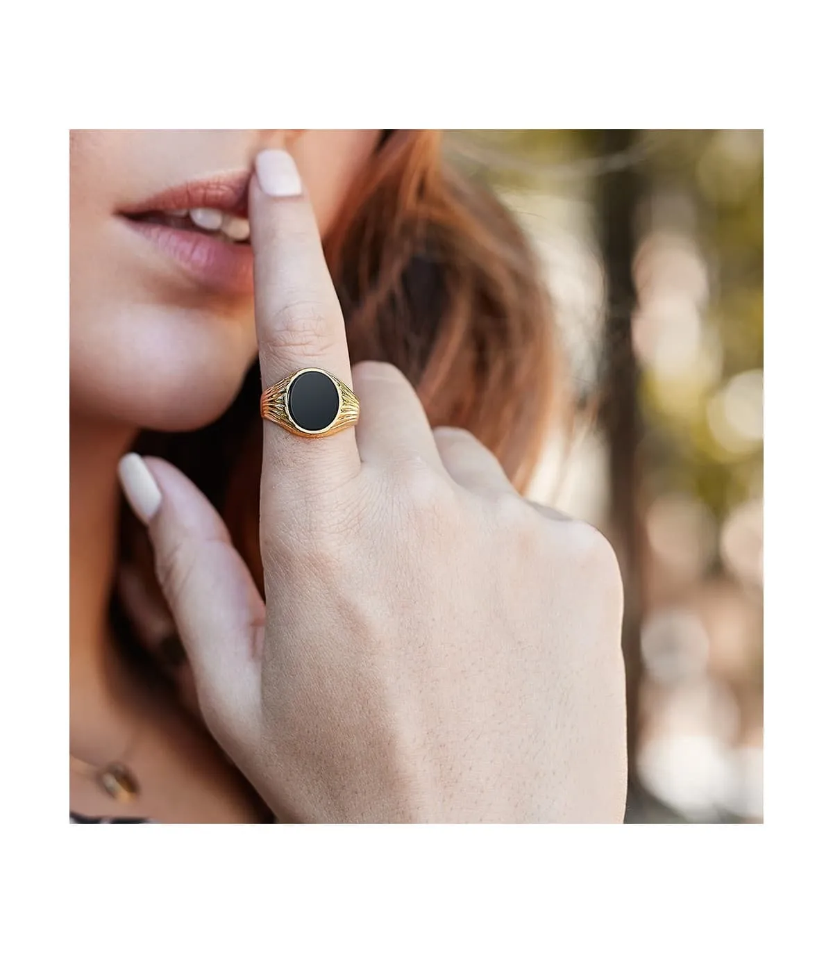 Anillo Sello Piero Oro Amarillo 18K Piedra Oval Ónix