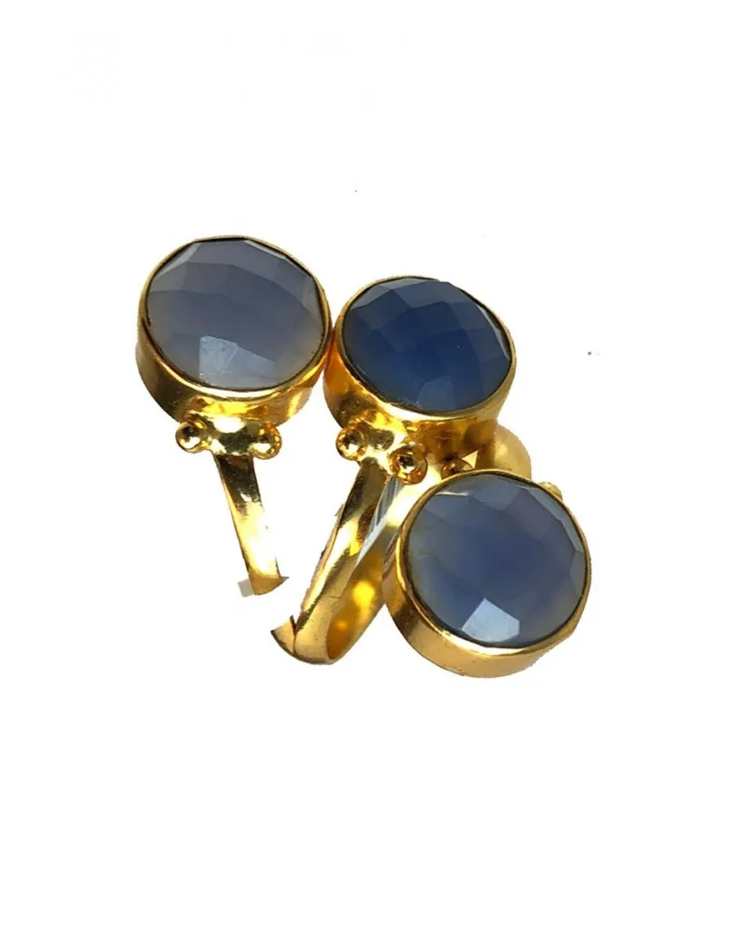 ANILLOS MUJER AZULES CON BAÑO DE ORO Y PIEDRAS NATURALES
