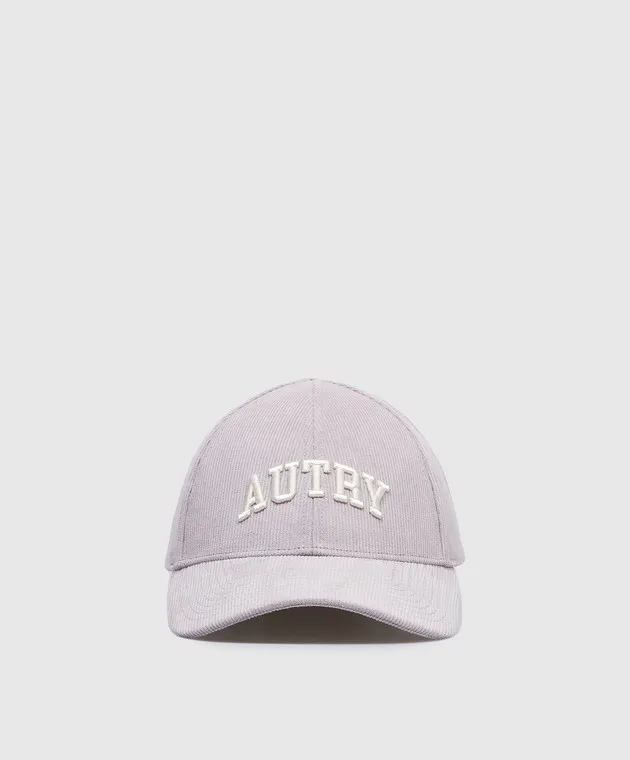 AUTRY Gray corduroy cap with logo embroidery