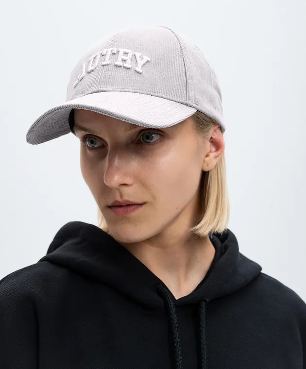 AUTRY Gray corduroy cap with logo embroidery