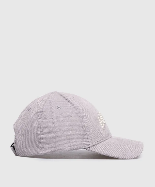 AUTRY Gray corduroy cap with logo embroidery