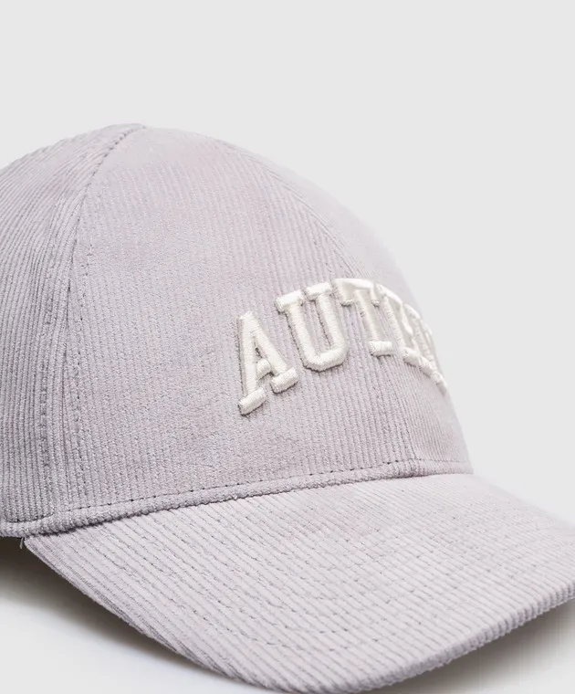 AUTRY Gray corduroy cap with logo embroidery