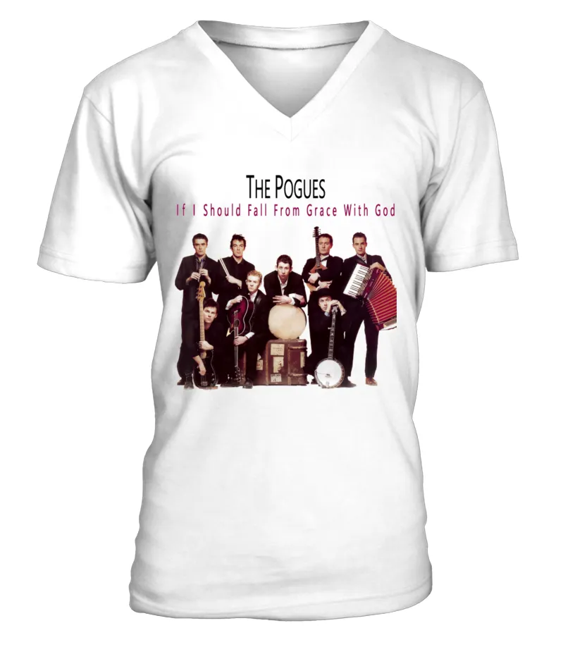 BBRB082WT. THE POGUES  IF I SHOULD FALL FROM GRACE WITH GOD CAMISETA CUELLO EN V UNISEX