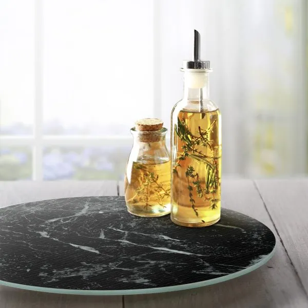 Black Marble  Tempered Glass Turntable