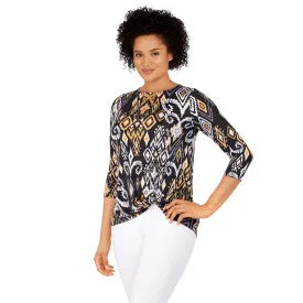 BLOUSE BLACK MULTI  RUBY RD.
