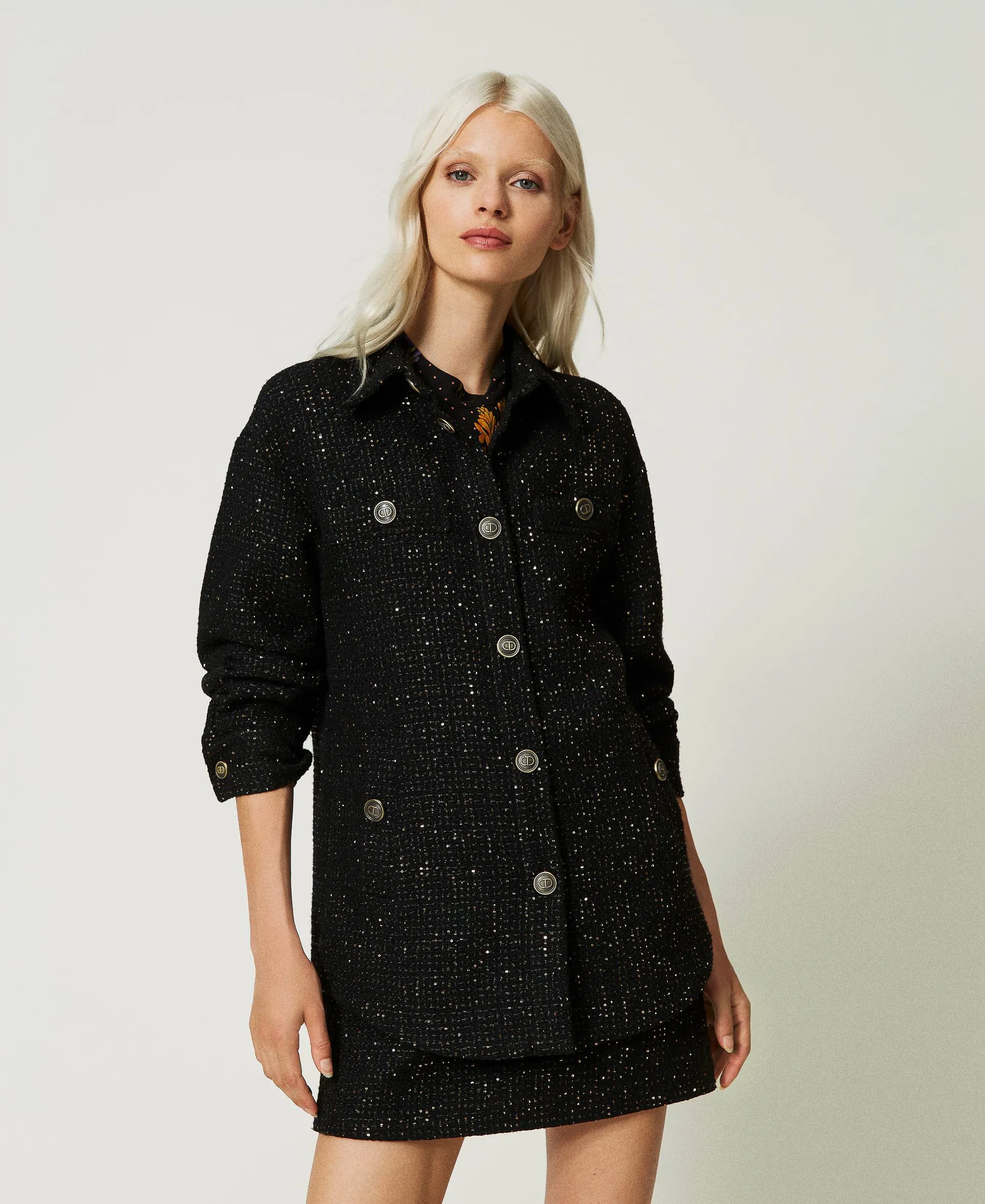 Blouson en laine mélangée bouclée