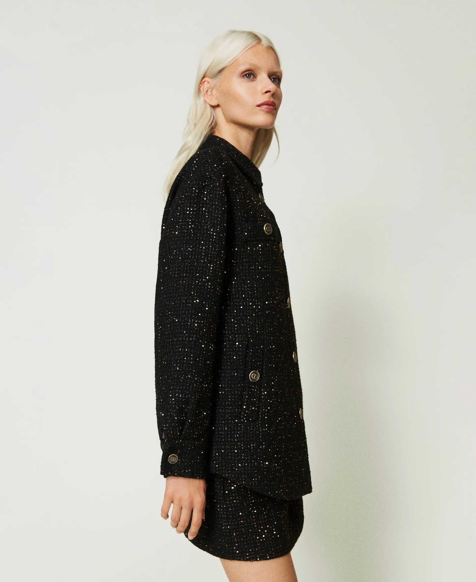 Blouson en laine mélangée bouclée