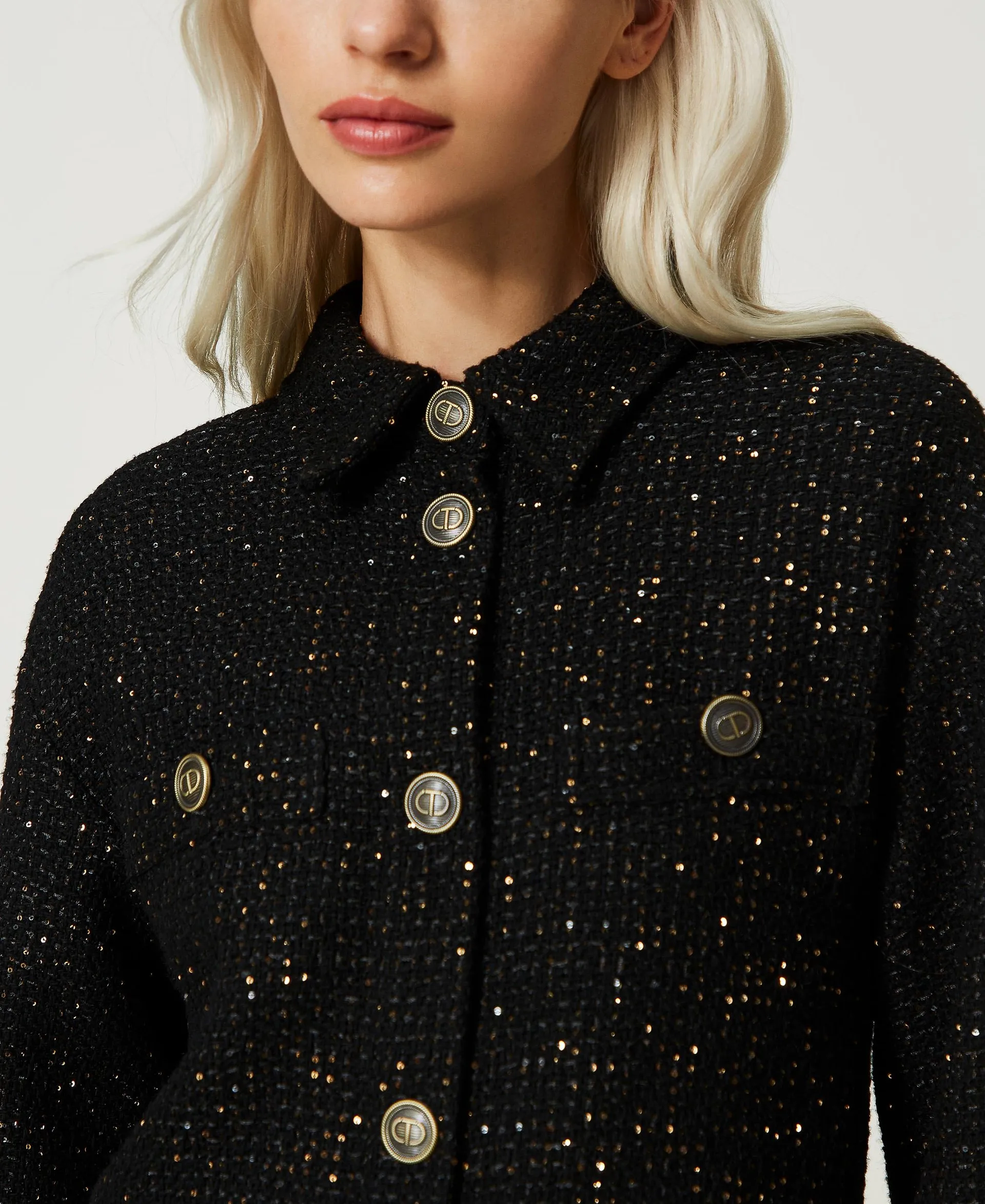 Blouson en laine mélangée bouclée