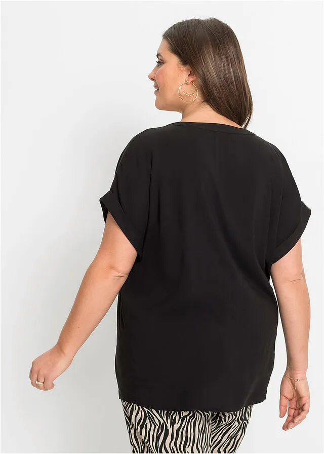 Blusa de viscosa sostenible Negro