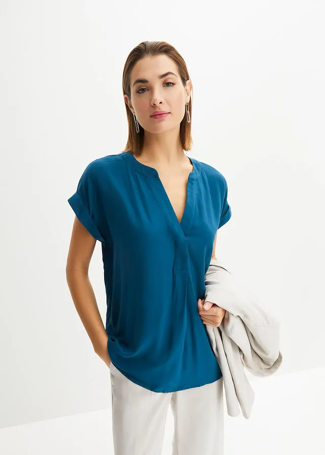 Blusa de viscosa sostenible Petróleo azul