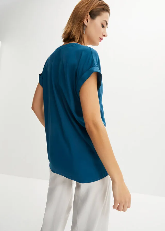 Blusa de viscosa sostenible Petróleo azul