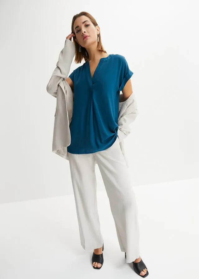Blusa de viscosa sostenible Petróleo azul