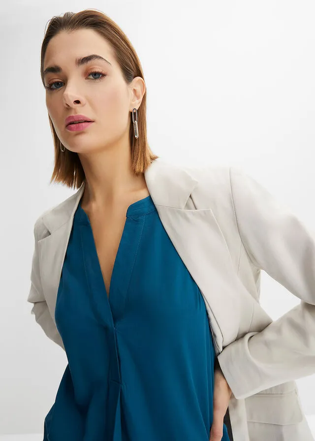 Blusa de viscosa sostenible Petróleo azul