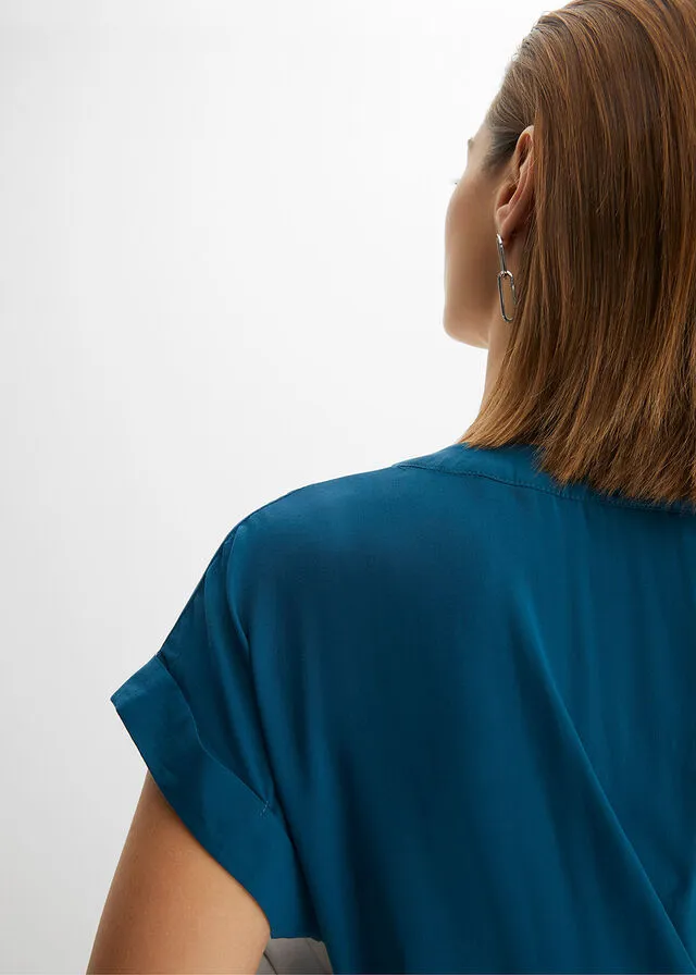 Blusa de viscosa sostenible Petróleo azul
