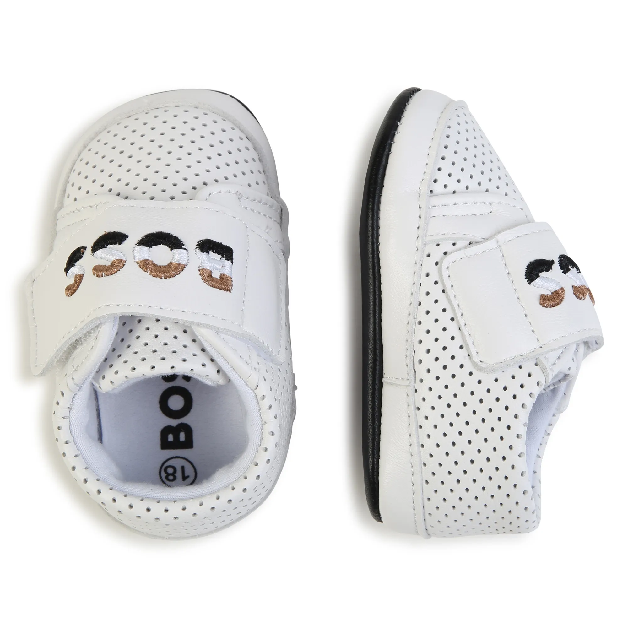 BOSS Patucos de piel y velcro