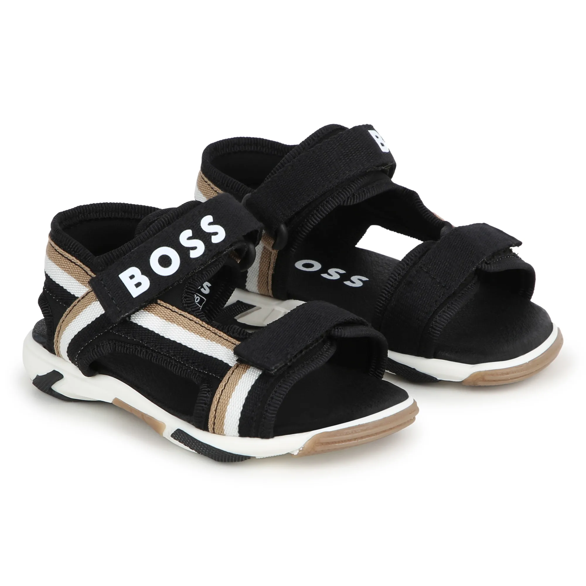 BOSS Sandalias de rayas y velcro