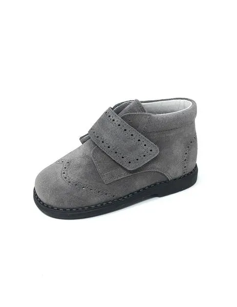 botin velcro serraje gris