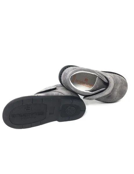 botin velcro serraje gris