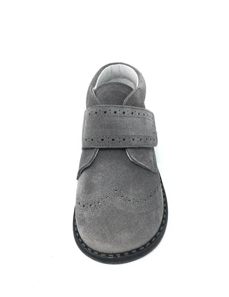 botin velcro serraje gris