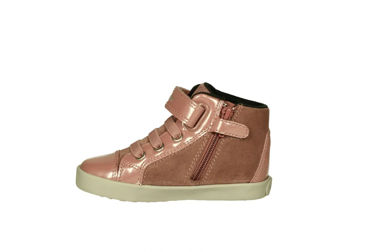 Botin Velcro/cremallera Nobuck Rosa Lateral Corazones