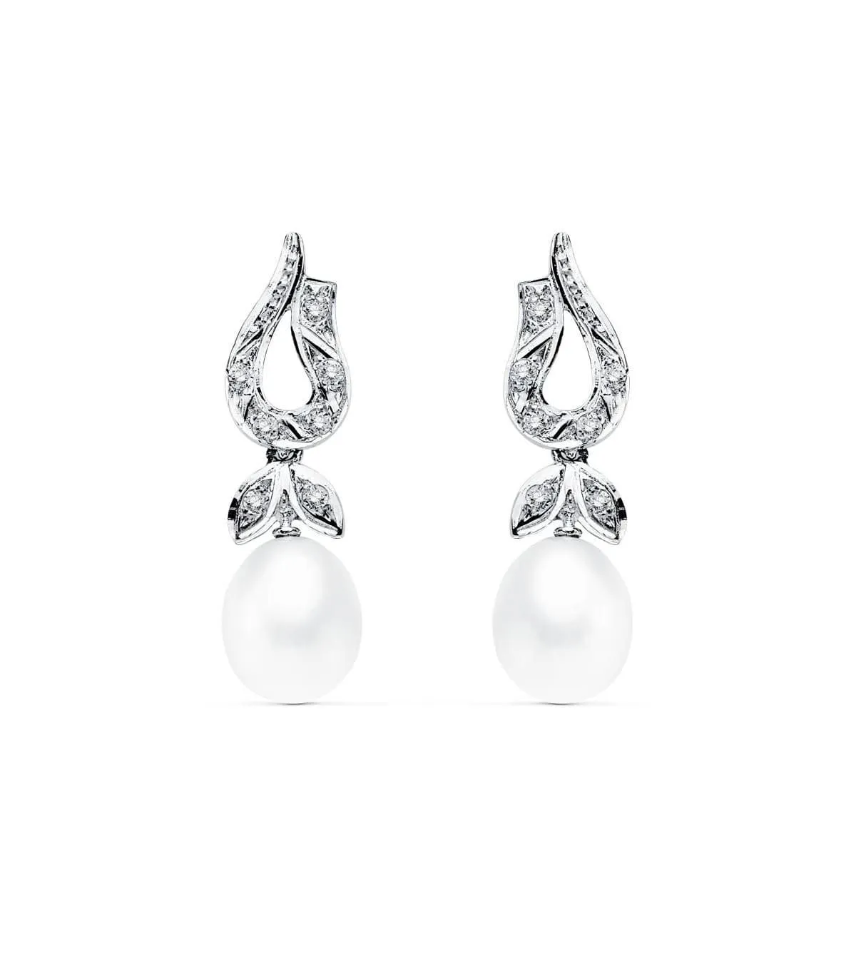 Boucles d'oreilles mariage Archiduchesse d'Autriche Or Blanc 18K