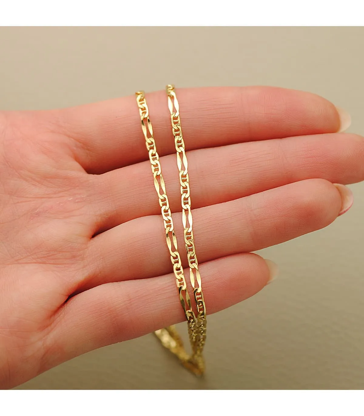 Cadena Oro 18K Fígaro Ancla 2 mm 45 cm