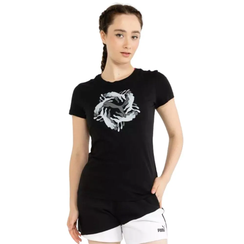 CAMISETA GRÁFICA MUJER PUMA ESS+ CASUAL. 67995 01 Negro.