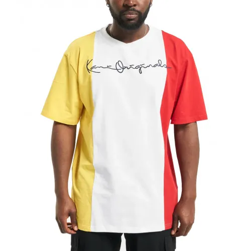 Camiseta KARL KANI manga corta para unisex Originals Block Tee White Ref. KKMQ12145WTH blanca laterales amarillo/rojo