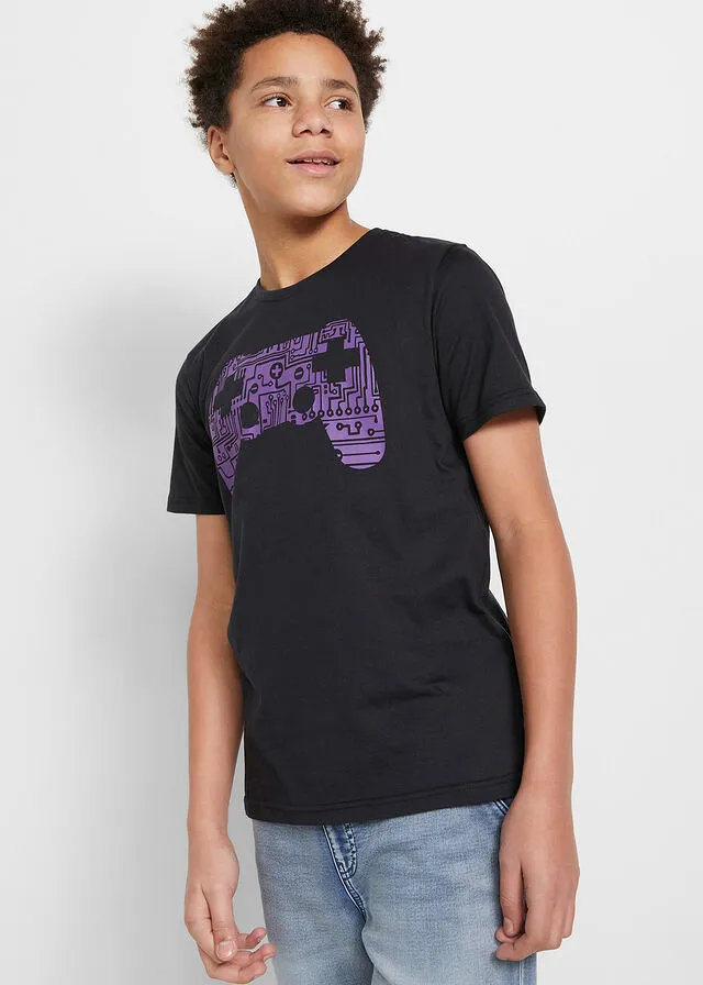 Camiseta para niños Negro estampado