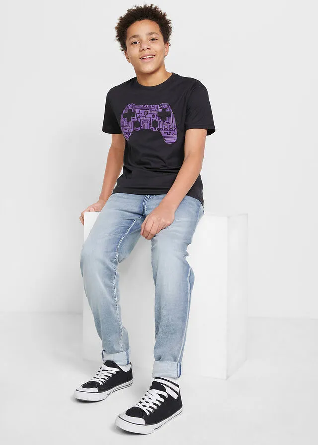 Camiseta para niños Negro estampado