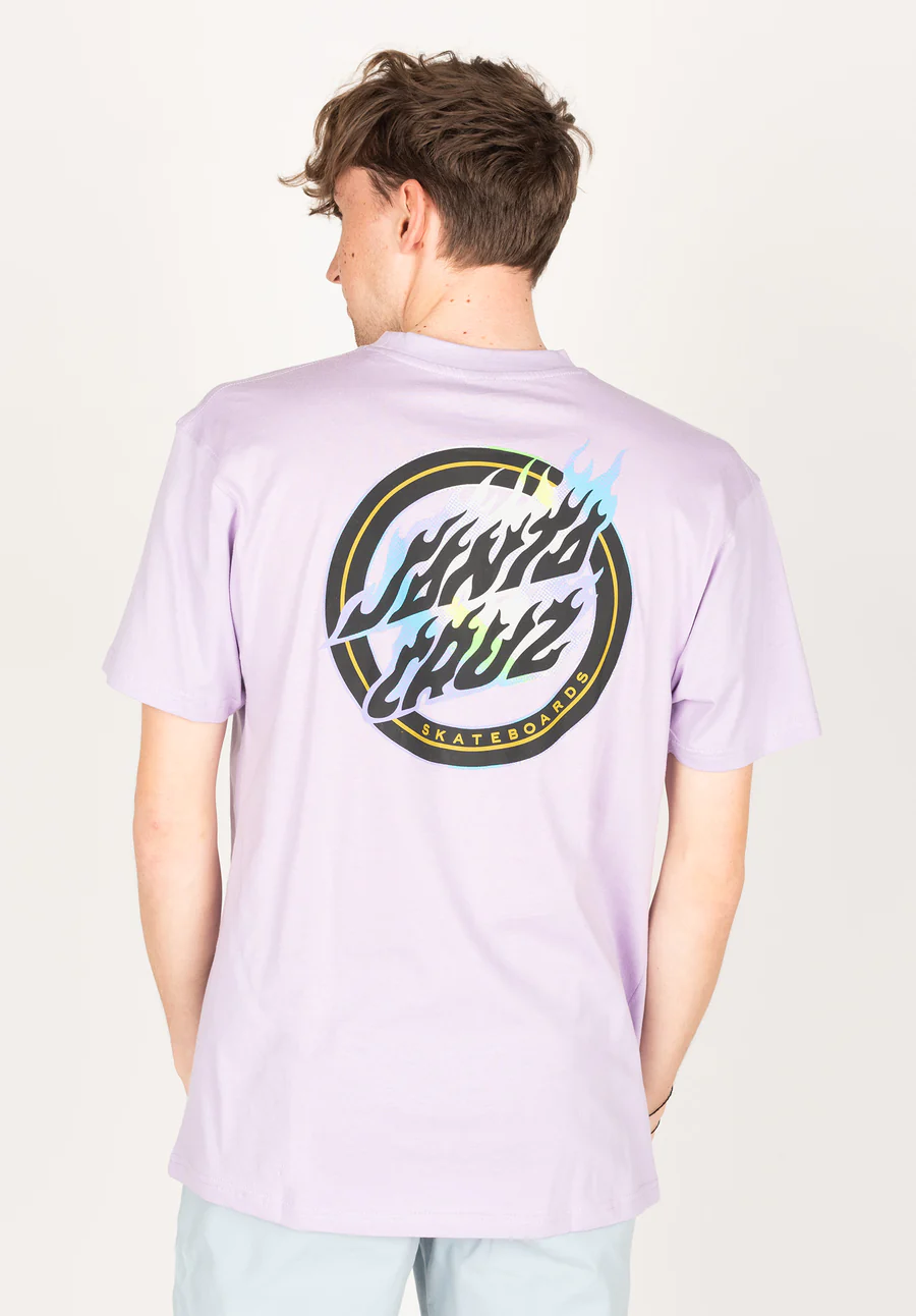 CAMISETA SANTA CRUZ SKATE UNISEX MANGA CORTA HOLO FLAMED DOT SSHIRT (LAVENDER)REFSCA TEE 8790 LILA