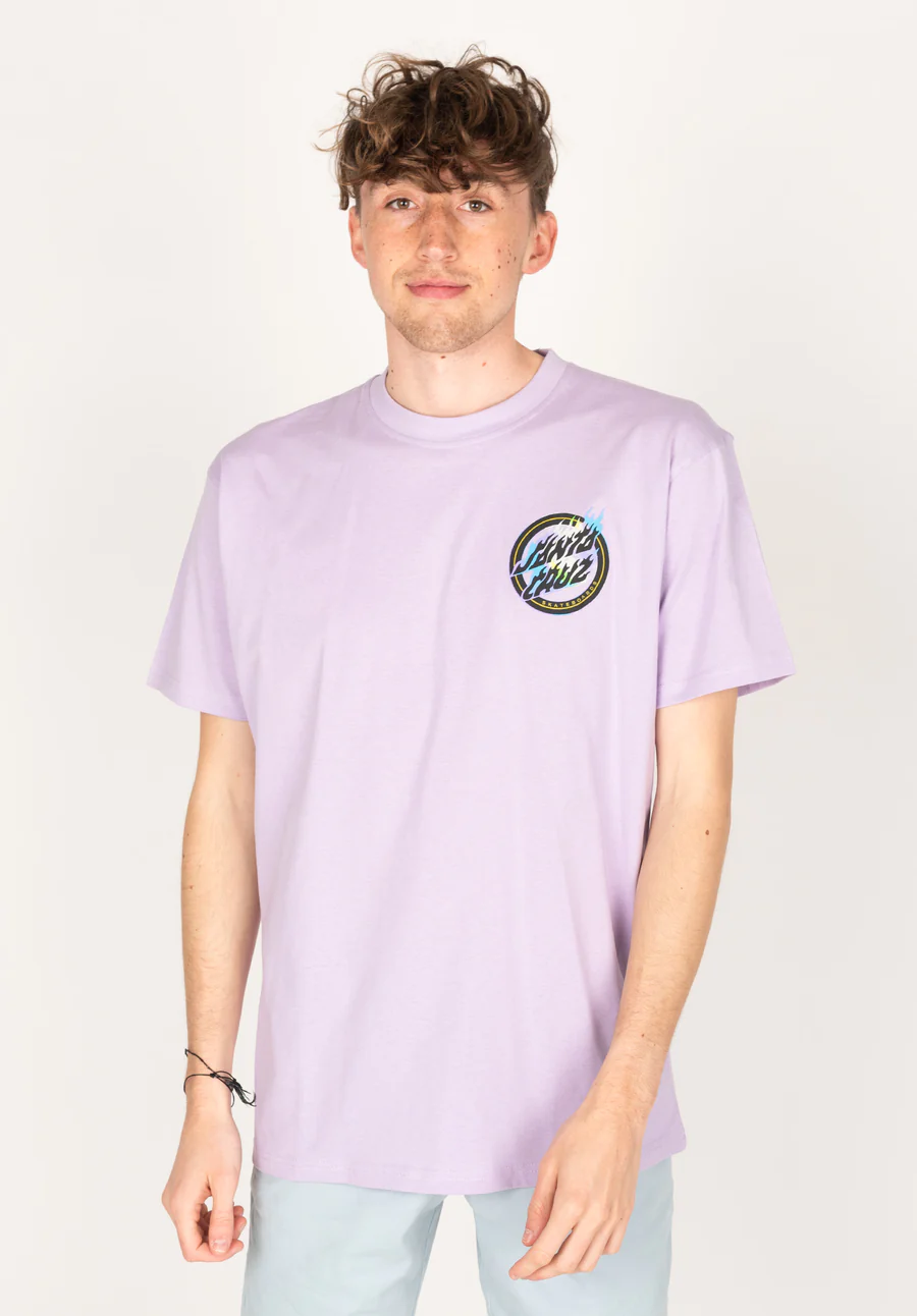 CAMISETA SANTA CRUZ SKATE UNISEX MANGA CORTA HOLO FLAMED DOT SSHIRT (LAVENDER)REFSCA TEE 8790 LILA