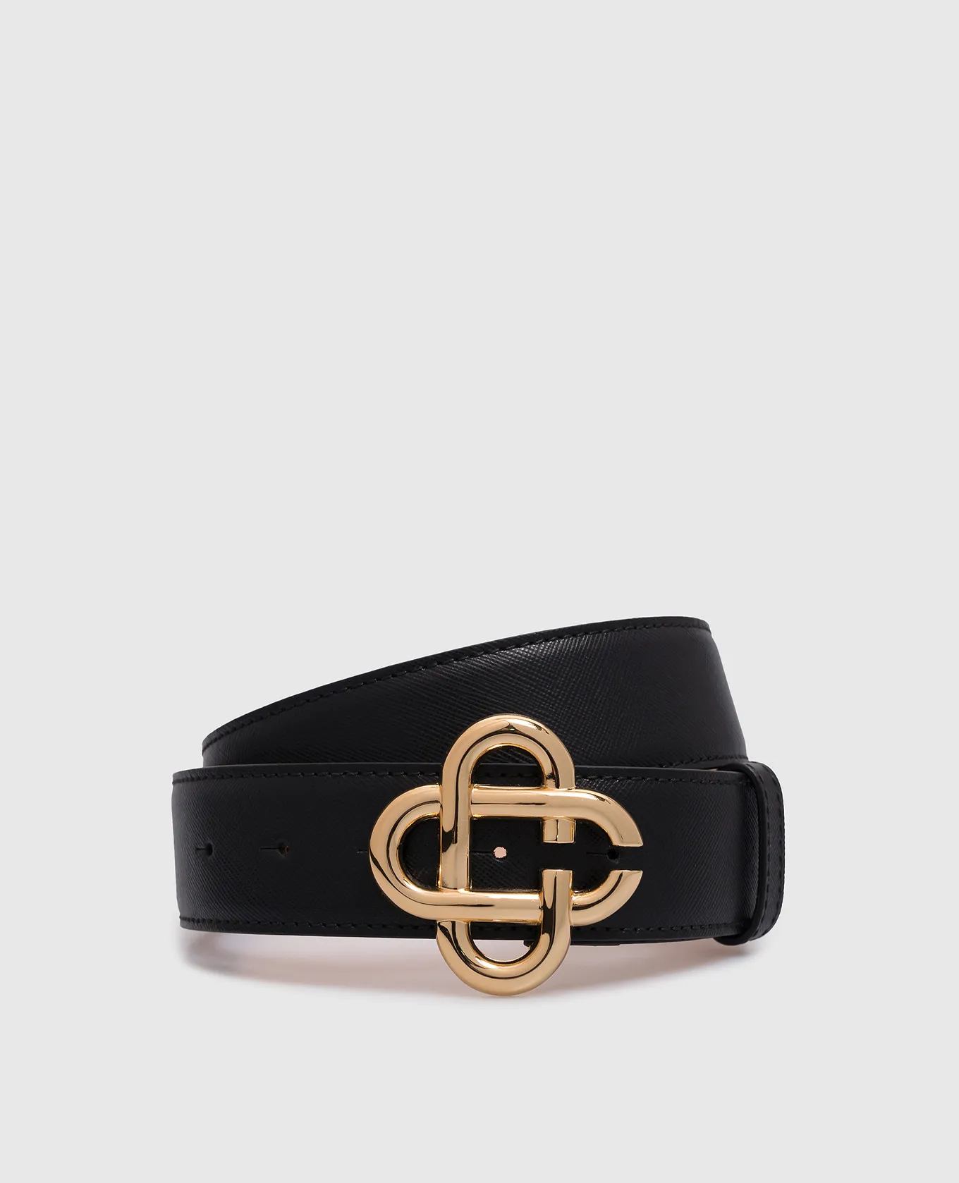 Casablanca Black leather strap with CC logo