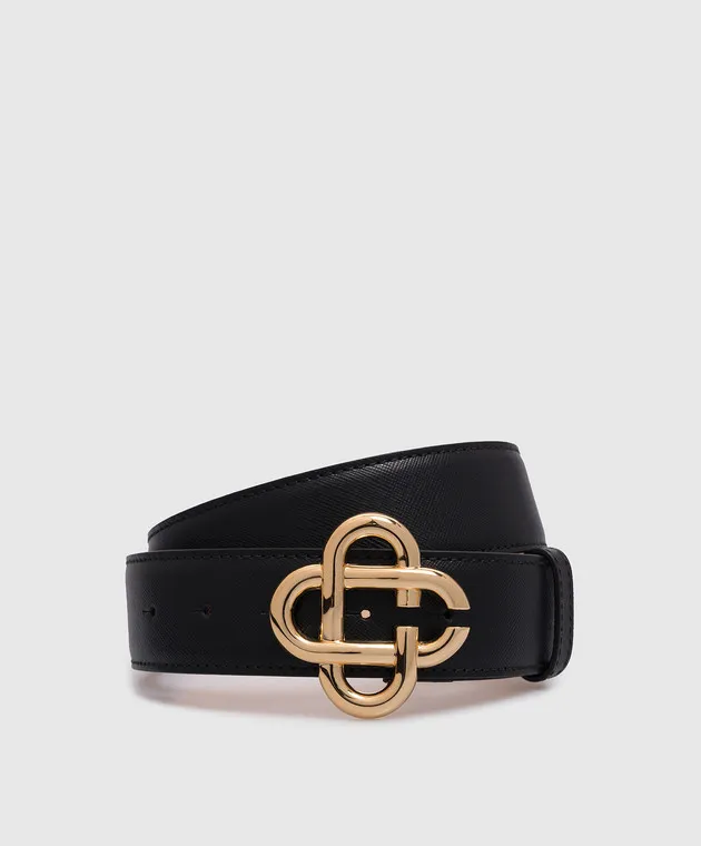 Casablanca Black leather strap with CC logo