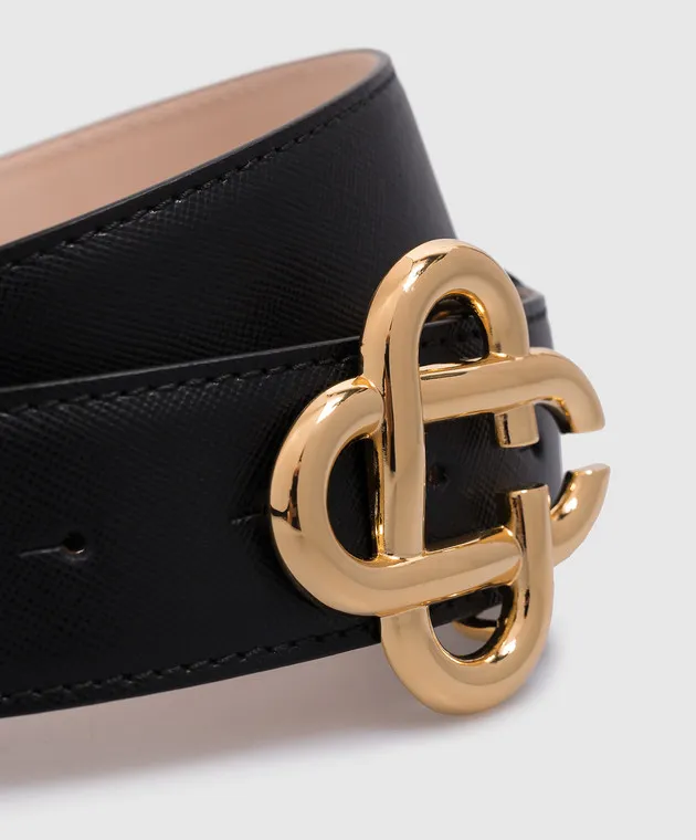 Casablanca Black leather strap with CC logo