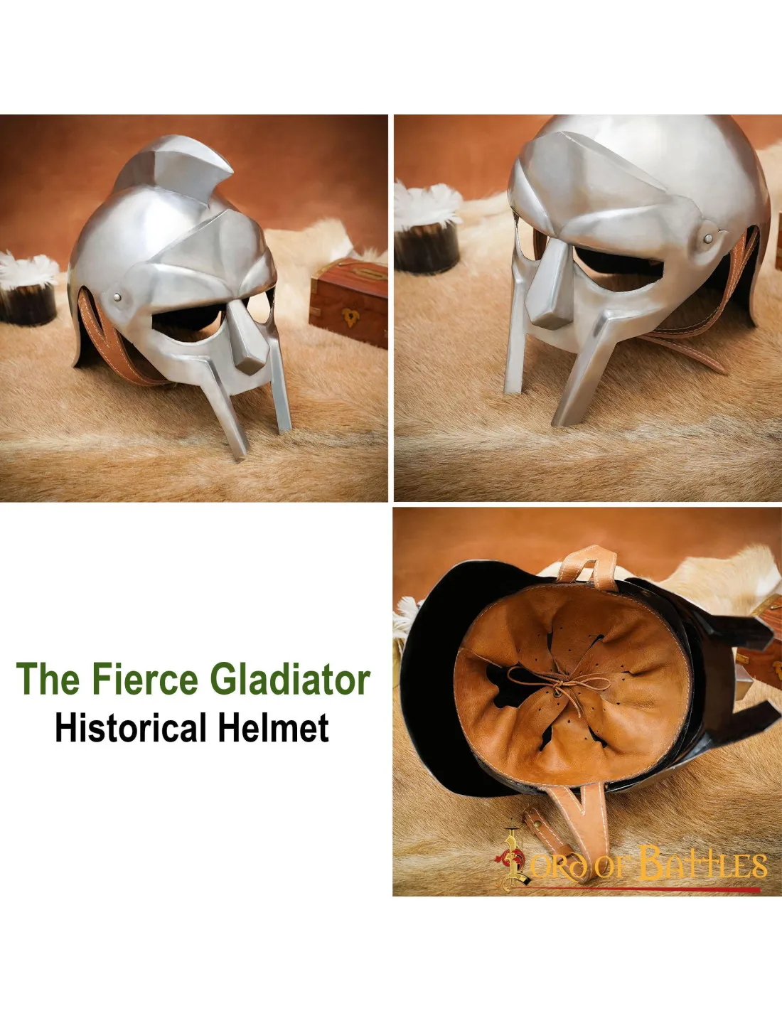 Casco histórico Fierce Gladiador, acero dulce