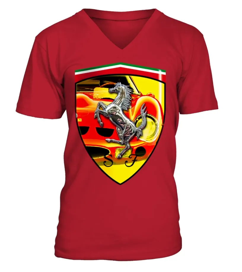 CLSCR017RD.FERRARI GTO 250 VINTAGE CAMISETA CUELLO EN V UNISEX